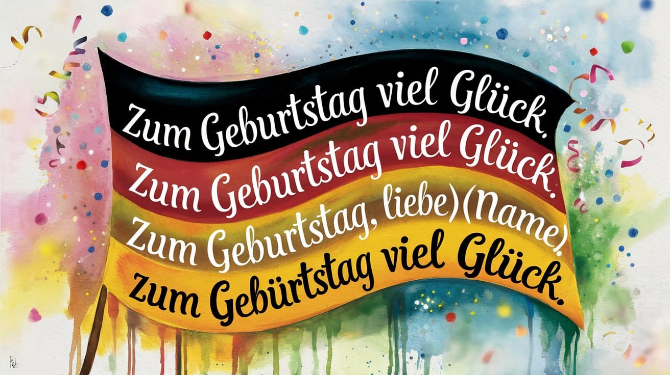 Happy Birthday song lyrics in German with pretzel and beer stein